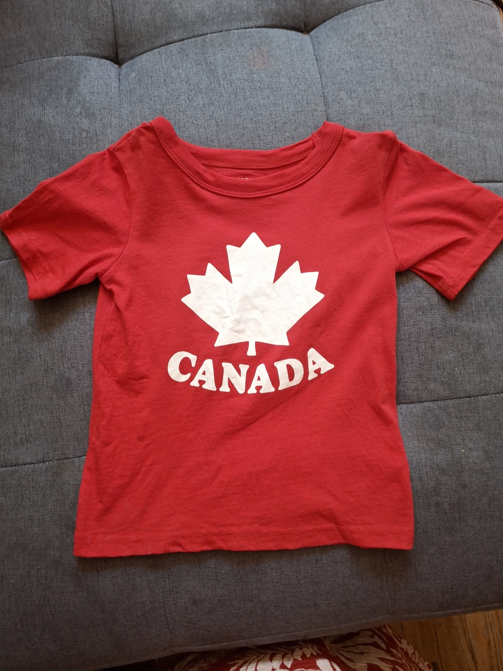 Joe Fresh Red Kids T-Shirt with White Maple Leaf Canada Graphic